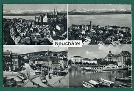 Neuchâtel, 4 Ansichten, 1958, gelaufen