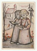 Postkarte Zwei Singende Kinder Hummel-Buch 19.03.1937