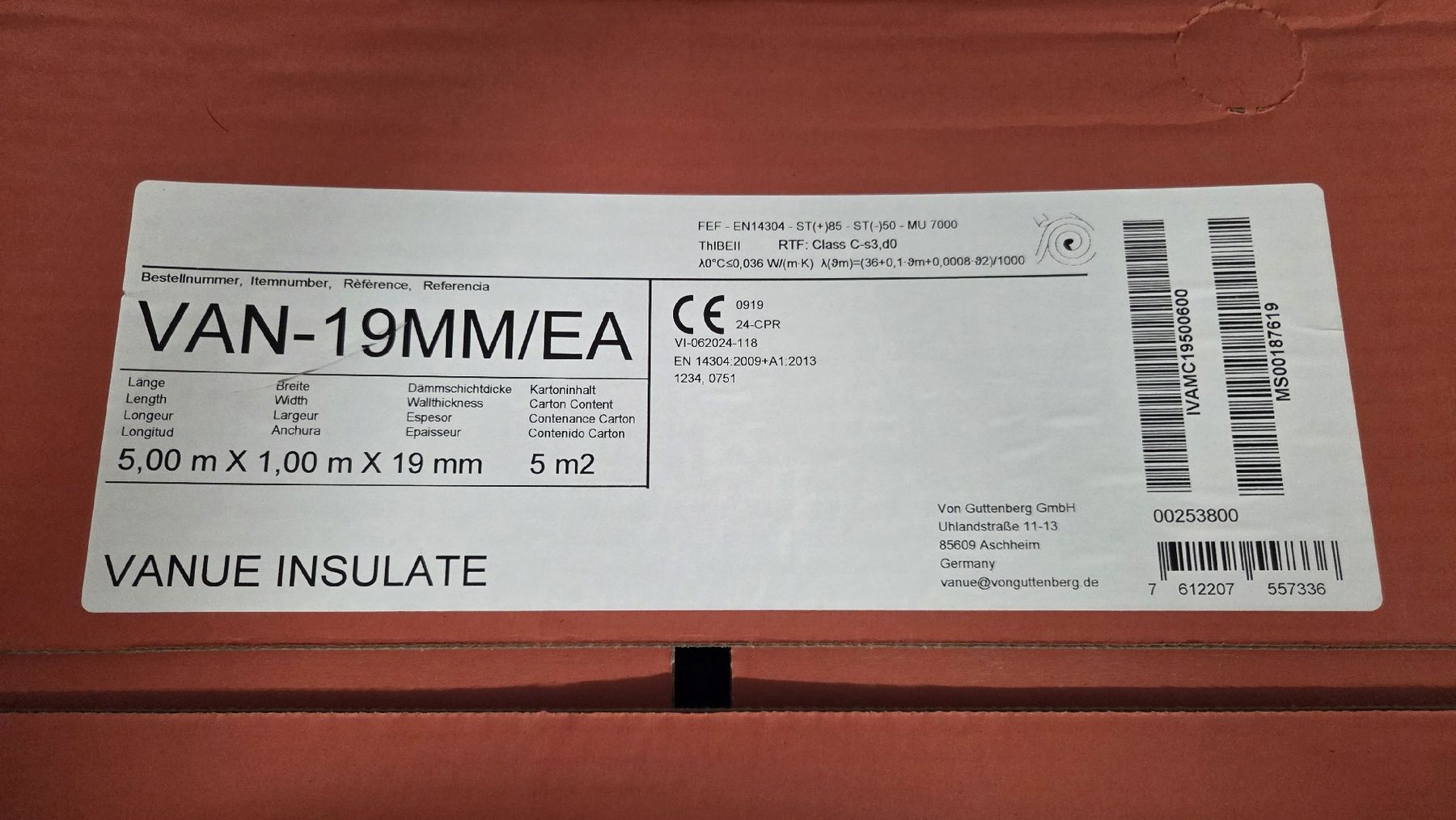 Füllmaterial: Vanue Insulate Dämmplatte 19 mm/5 m² – Neu und originalverpackt aus Bätterkinden von sch_b27s