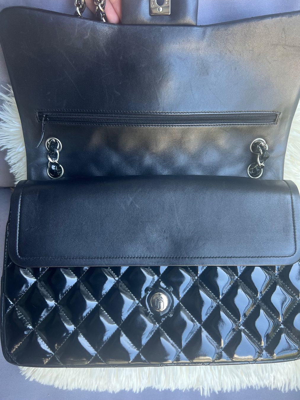 Chanel Borse da donna: Chanel Timeless Double Flap Schwarz Lackleder Jumbo fullset – Usato da Zürich venduto da jia_57tp 5