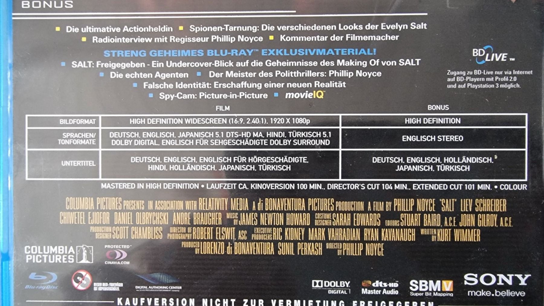 Tutti i DVDs: Blu Ray - Salt / Angelina Jolie – Usato da Oetwil am See venduto da fineli2 1