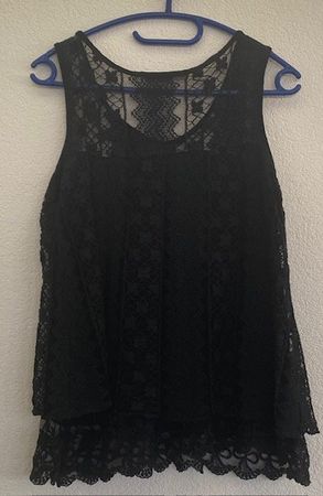 Damen Top Spitze schwarz Grösse L