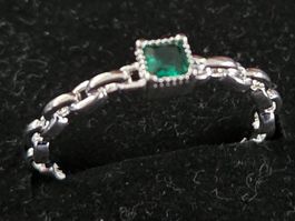 Bague plaquée arg.925, Emeraude 0,35ct Taille 54 à 55 ☆