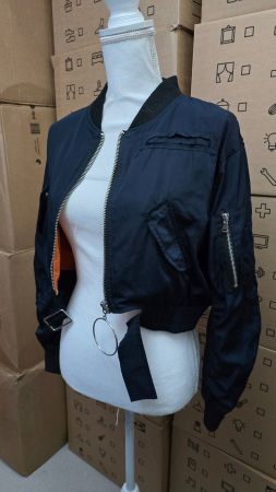 ZARA Archive: Cropped Bomber Jacket Back-Zip & Orange Lining