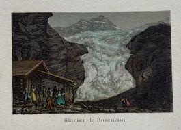 Farbiger Aquatinta um 1840, Rosenlaui Gletscher