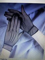 Schwarze dünne Netz Fingerhandschuhe, elastisch, neu