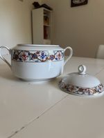Zuckerdose Porzellan Weiss mit Dekor, Vintage Stil! 