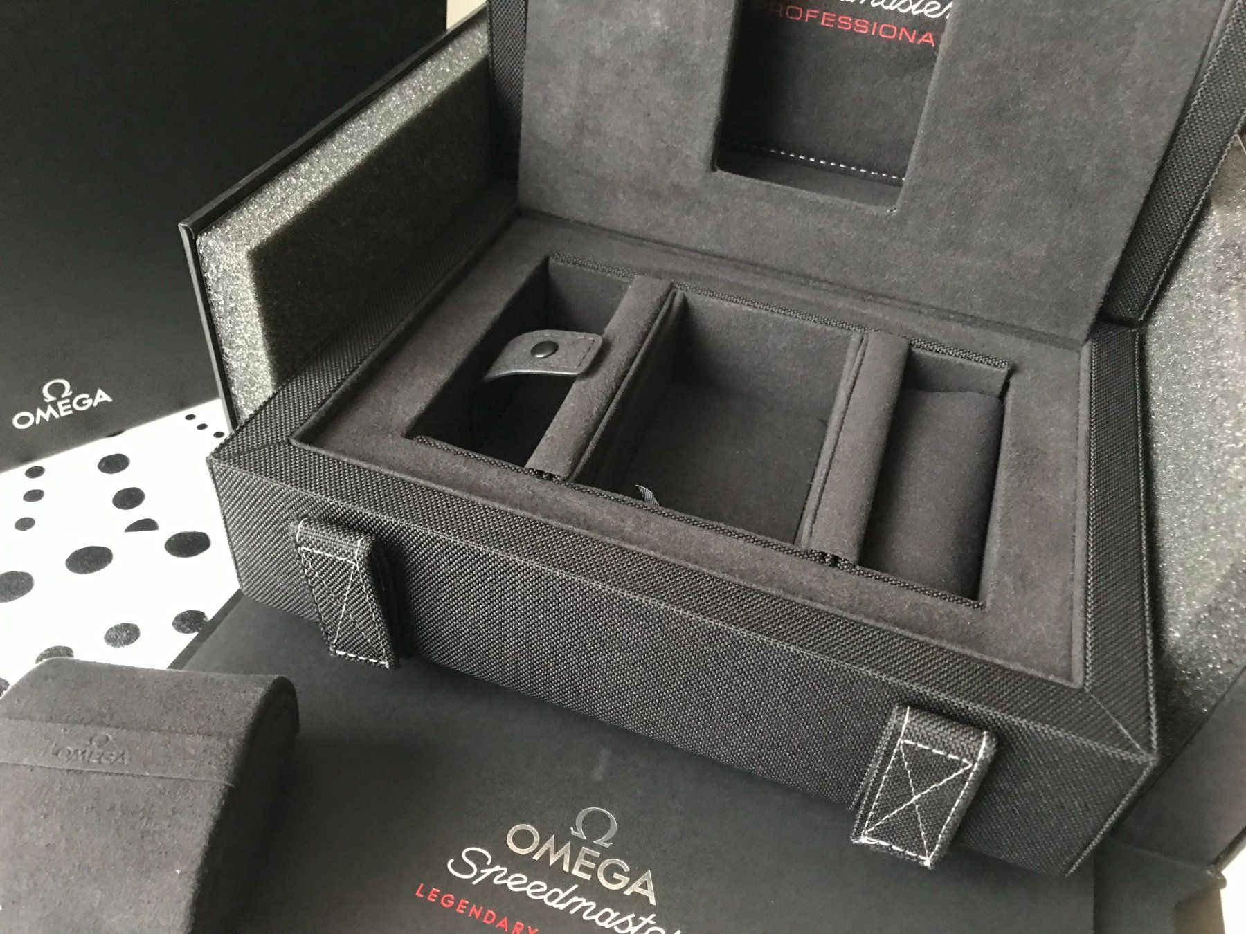 Omega Scatole porta orologi: OMEGA ORIGINAL SPEEDMASTER WATCH CASE BOX ECRIN SCHACHTEL ! – Usato da Epalinges venduto da watchforyou 2