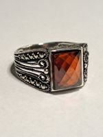 0041 - Bague en argent, Zircon rouge, taille 59