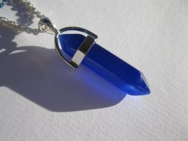 Kette mit Katzenauge Anhänger blau *NEU*