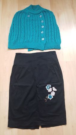 Herbst Outfit: Rock Gr.42 und Poncho
