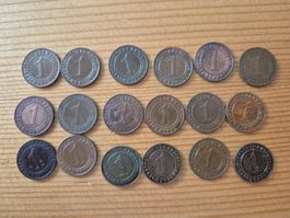 DE-D-Reich 18x1 Reichspfennig div. Jahrgänge gem. Bilder