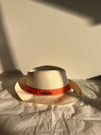 Strohhut mit Band, T-59, weiss, neu