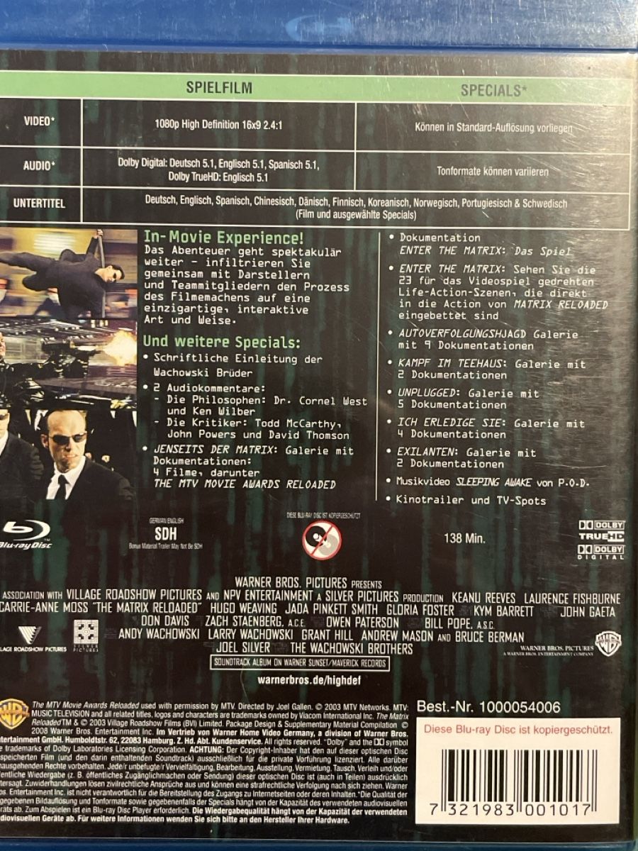 Alle DVDs: Matrix Reloaded (2003) – Gebraucht aus Waldenburg von Gonzo8 1