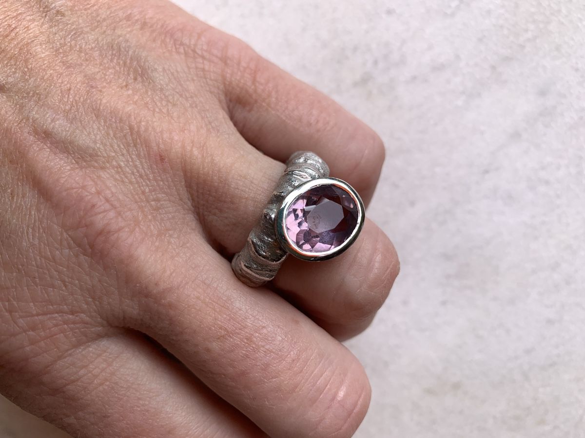 Anelli: Silberring mit Amethyst – Usato da Luzern venduto da Pegasus003