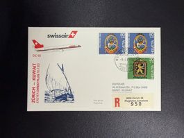 Swissair Erstflugbrief Zürich - Kuwait 1983