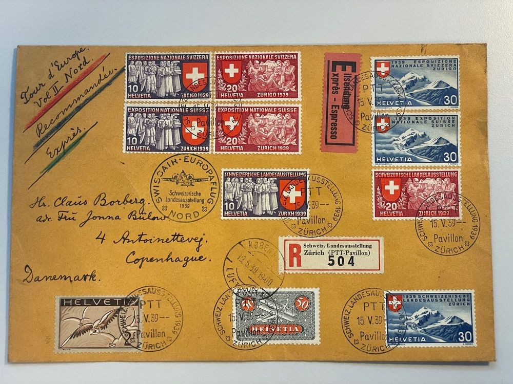 Mehrfach gestempelter Flugpost Brief 1939 | Kaufen auf Ricardo