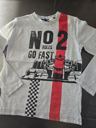 Langarmshirt H&M Kids Grau Motiv Rennwagen Grösse 134
