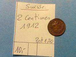 SUISSE : 2 CENTIMES1912