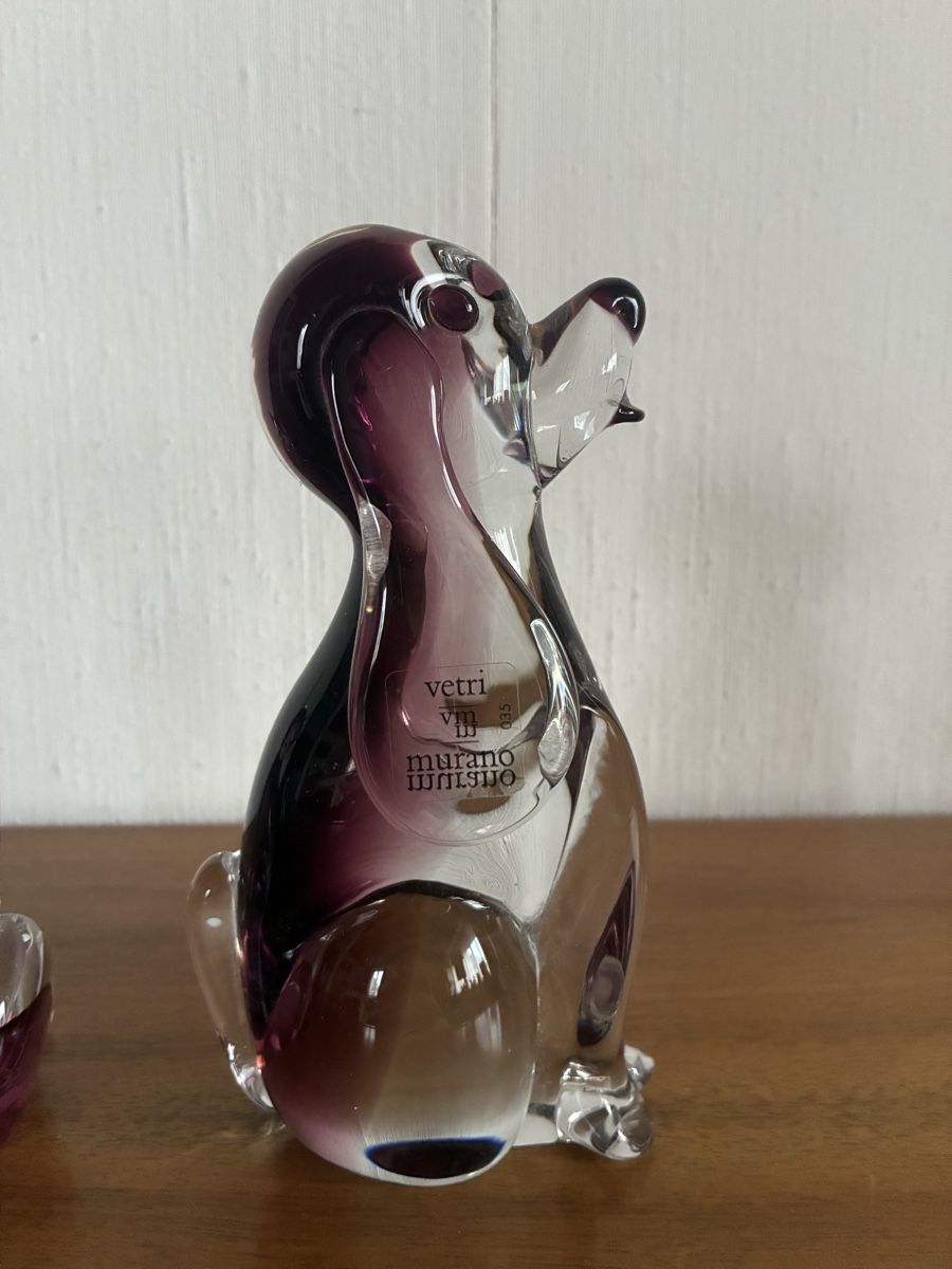 Murano Statuette: Murano Hund und Katze Vintage Design Glas Objekte – Usato da schönenwerd venduto da quartier9 7