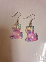 Glitzernde Bunter Katzen Ohrhänger, Ohrringe Modeschmuck