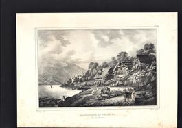 Fischerhütte Original-Litho von Pingret