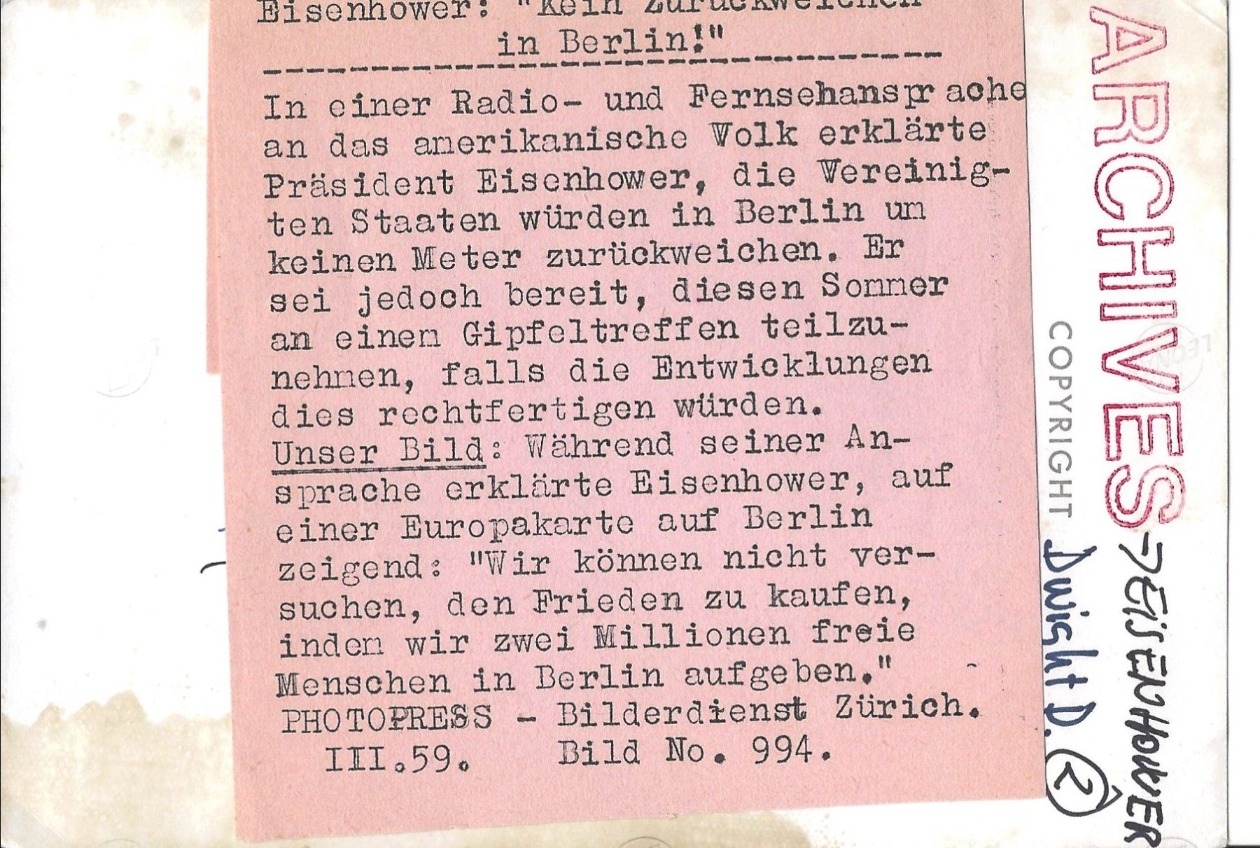Poster & Bilder: Dwight Eisenhower, 2. Weltkrieg, Berlin – Gebraucht aus Frauenfeld von Merk52 1