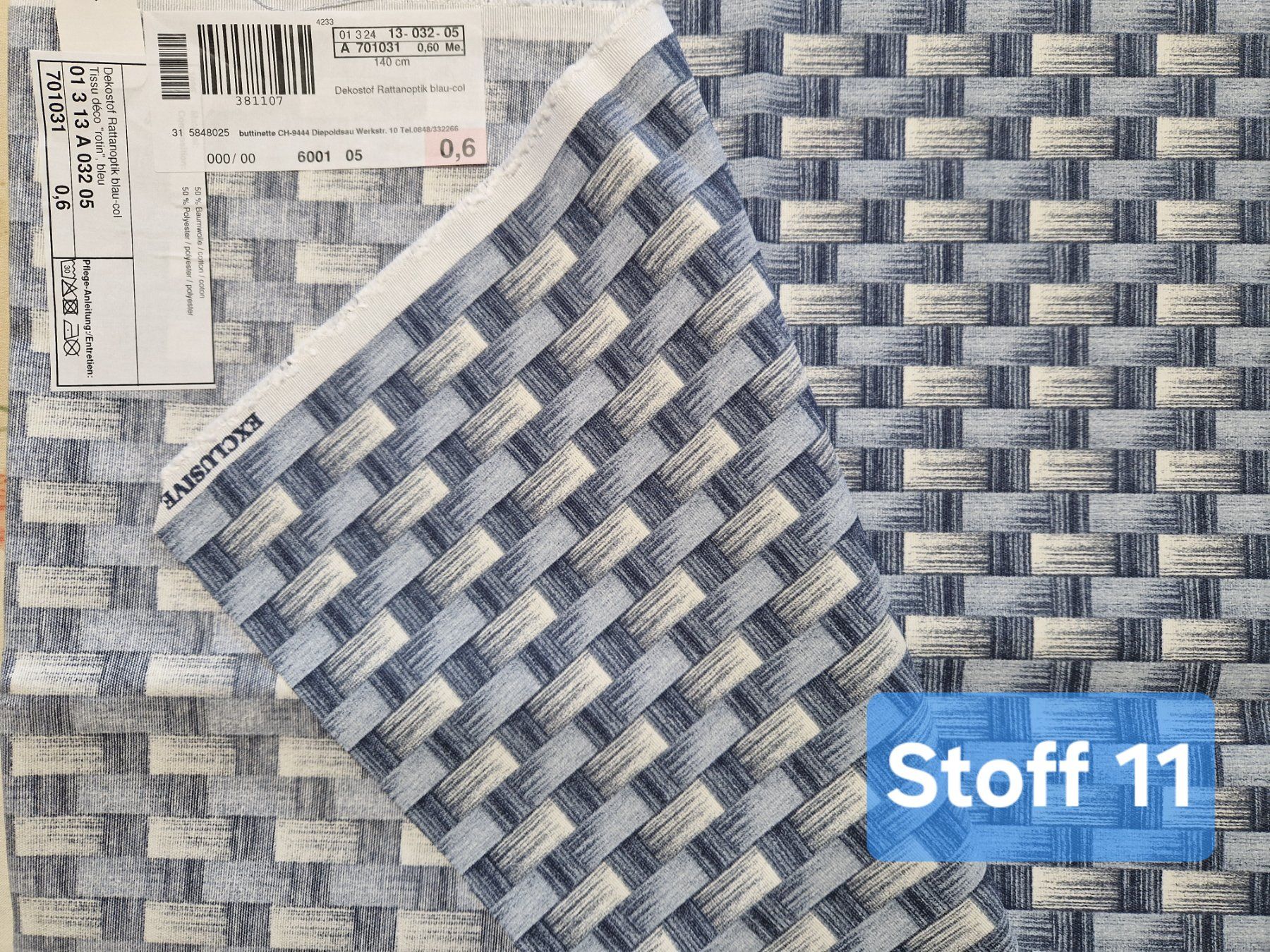Tessuti: Dekostoff Rattanoptik blau – Nuovo (secondo la descrizione) da Gipf-Oberfrick venduto da Chips1972