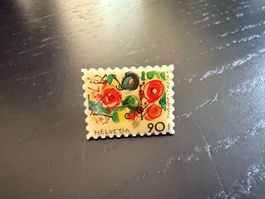 Tinguely Briefmarken-Anstecker, 1988, Helvetia 90 Top!