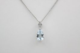 BUCHERER Aquamarin Brillant Anhänger mit Kette 18K *S4692