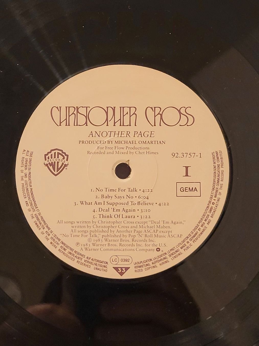 Dischi in vinile: Vinyle Christopher Cross - Another Page - Occasion – Usato da la Chaux-de-Fonds venduto da Lampe 3
