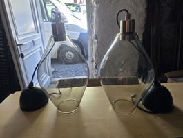 Lot de 2 suspensions luminaire design moderne verre fumé 💡