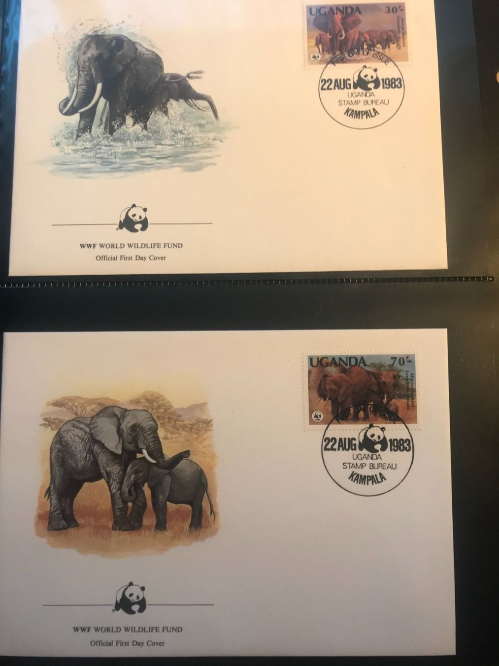 Tutti i francobolli: WWF Uganda 1983 Satz Elefanten illustrierte Ersttagsbriefe – Nuovo (secondo la descrizione) da Winterthur venduto da schnueps 1