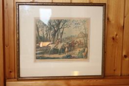 Lithographie "Le départ" von C.Vernet