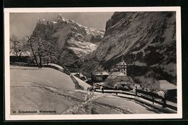 Grindelwald, Kirche und Wetterhorn im Sc