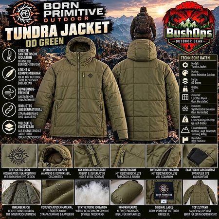 Born Primitive Tundra Jacket OD Green  Gr. XL