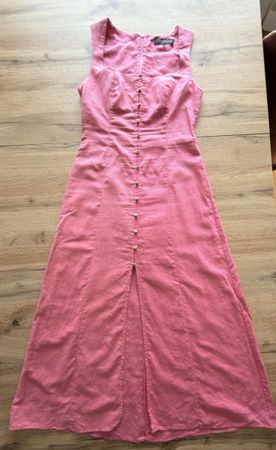 Zara Sommerkleid Gr. S Leinen-Mix Knöpfe Rosa