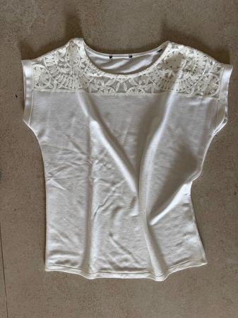 T-shirt blanc d'été avec dentelle M/L100% coton