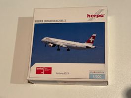 Herpa Swiss Airbus A321 1/500 Modell neu