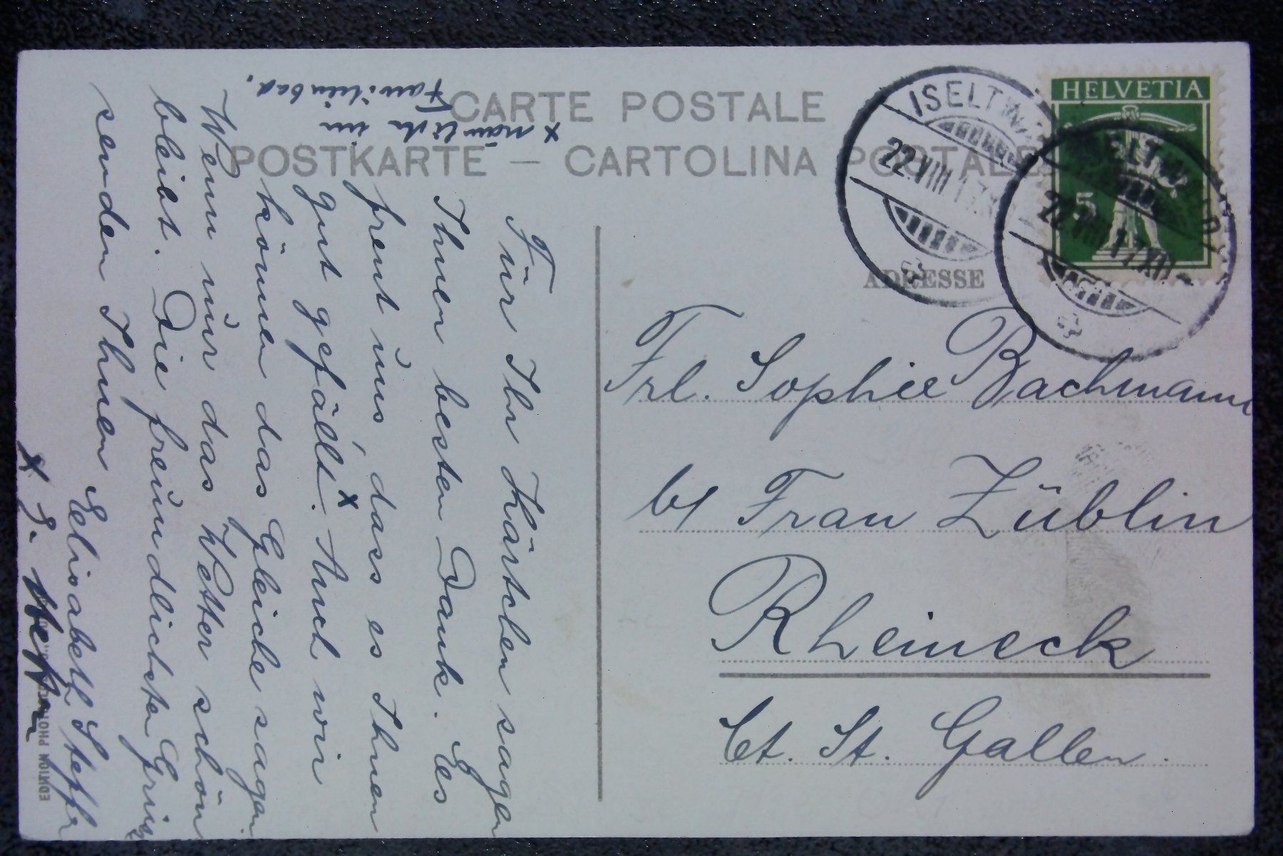 Cartoline postali: Iseltwald am Brienzersee  -  alte Postkarte  -  1917 – Usato da Röthenbach i. E. venduto da Heureka5 1