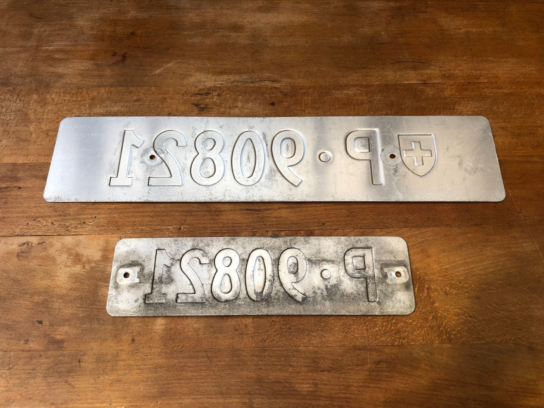 Schilder: 2x Nummernschild Post PTT 90821 ausrangiert – Gebraucht aus Küttigen von Melisch1000 1