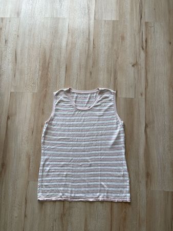 Joli Top d'été rayé en soie rose claire S/M très bon état