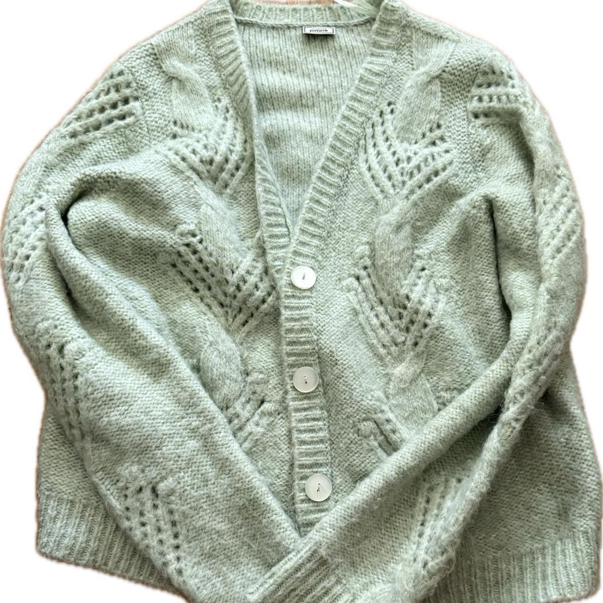 Giacche: Cardigan vert clair en maille ajourée - Taille S/M – Usato da Lausanne venduto da lucie.aub