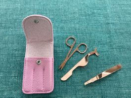 Manicure Set, 3- teilig, in rosa Etui, neu