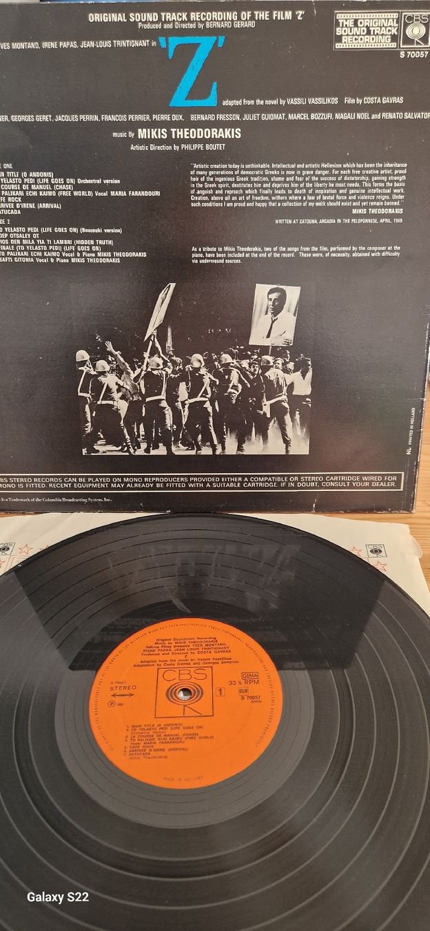 Dischi in vinile: Vinyle "Z" Mikis Theodorakis (CBS, 1969) – Usato da Yvonand venduto da RF-VINYL 3
