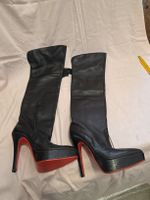 Overknee Plateau Stiefel Schwarz Rot High Heels 14 cm Gr. 41