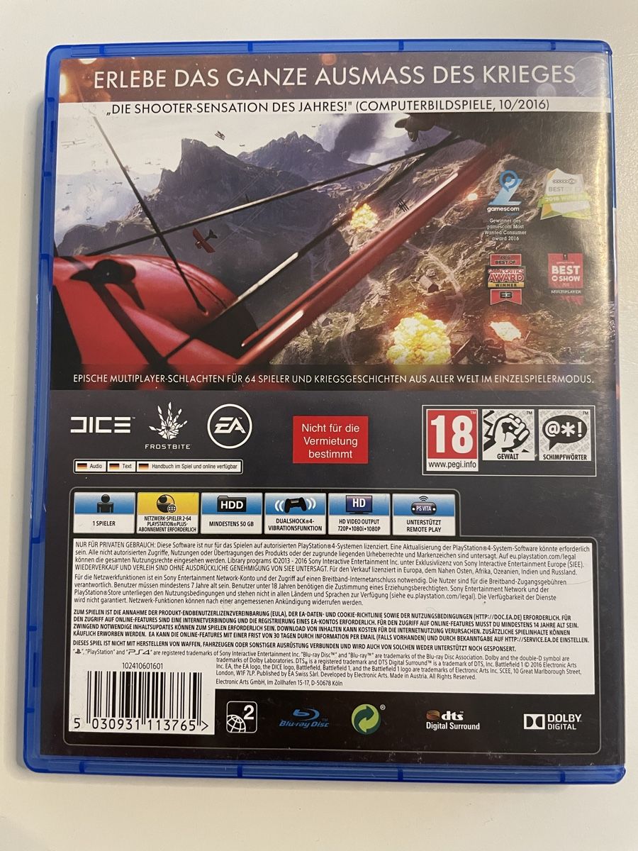 Sony Jeux: Batteffield 1, PS4 – D'occasion à Zürich par Bomboo 1