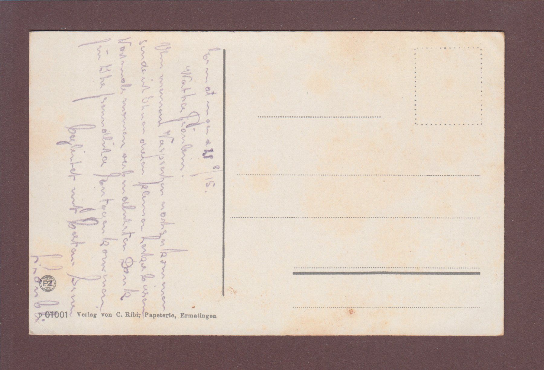 Cartoline postali: ERMATINGEN v. See aus - 1915 – Usato da Pully venduto da nicecards 1