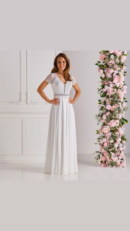 Damen Kleid Ivory Grösse 48 Spitze  A-Linie