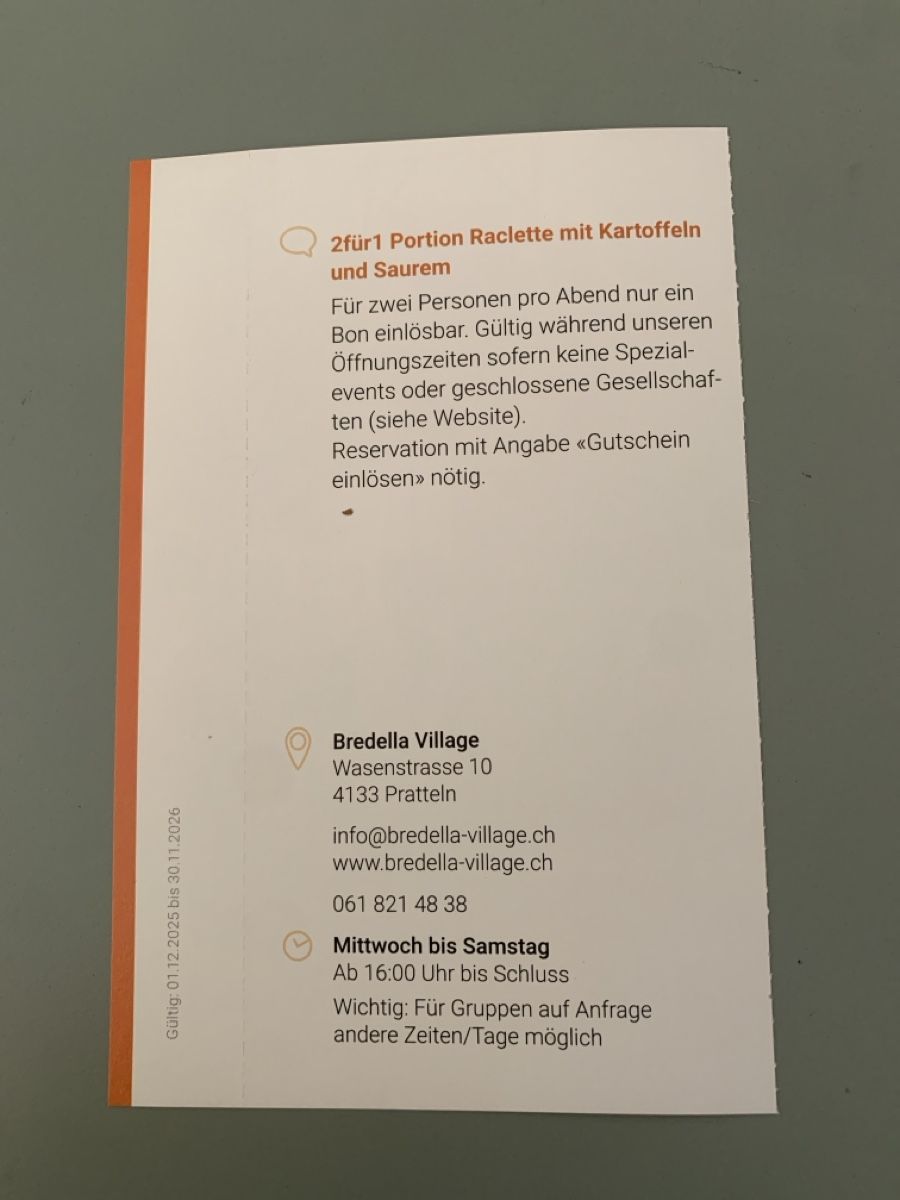 Buoni: 2für1 Bredella Village, Pratteln – Nuovo e nell'imballaggio originale da Attelwil venduto da TaraLee 1